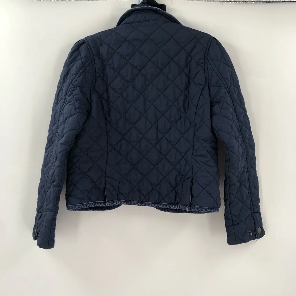 RALPH LAUREN Quilted Jacket Coat Navy Blue Chore Barn Coat Corduroy Trim Prep 6